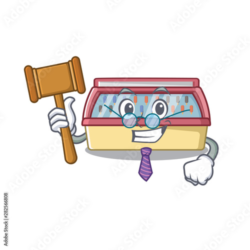 Judge ice cream freezer in cartoon shop