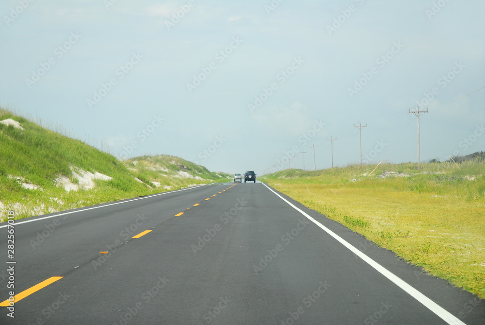 perspective view of road in sand bank
