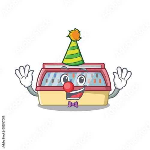 Clown ice cream freezer in cartoon shop
