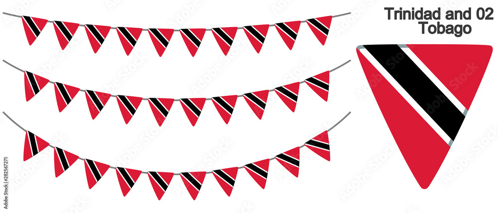 Fototapeta premium トリニダード・トバゴの国旗のガーラーンド ベクターデータ（bunting garland）