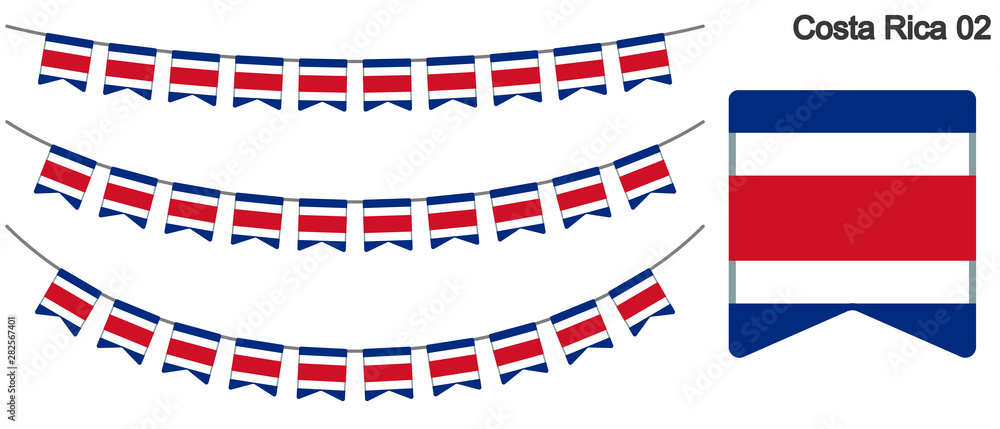 Obraz premium コスタリカの国旗のガーラーンド ベクターデータ（bunting garland）