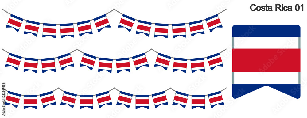 Obraz premium コスタリカの国旗のガーラーンド ベクターデータ（bunting garland）