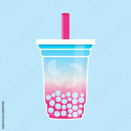 Bubble tea or Pearl milk tea vector