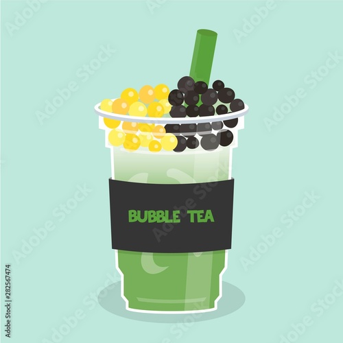 Bubble tea or Pearl milk tea vector