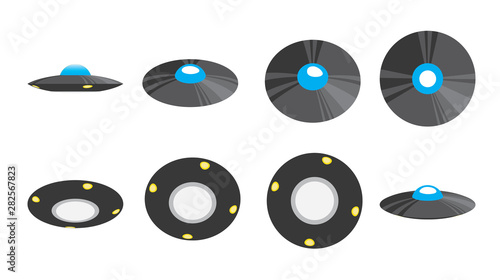 UFO Flying Saucer Spinning 3d Animate Vector Illustration