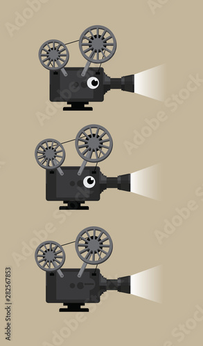 Retro Film Projector Cartoon Animation Vector Illustration