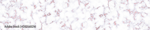 White marble texture with rose gold foil elements. Abstract elegant horizontal vector background.