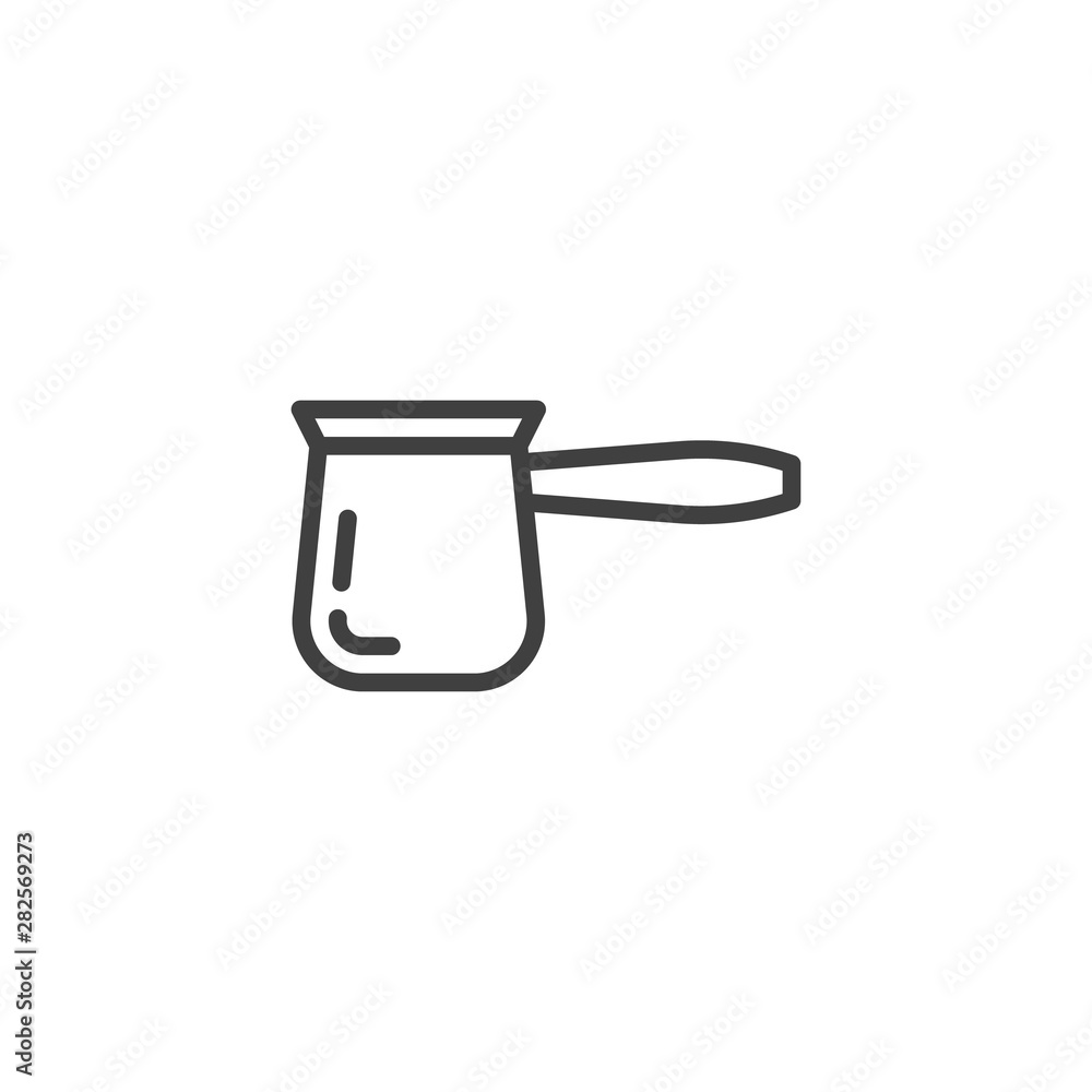 Cezve coffee maker line icon. linear style sign for mobile concept and web design. Coffee turk outline vector icon. Symbol, logo illustration. Vector graphics Cezve coffee maker line icon. linear style sign for mobile concept and web design. Coffee turk outline vector icon. Symbol, logo illustration. Vector graphics