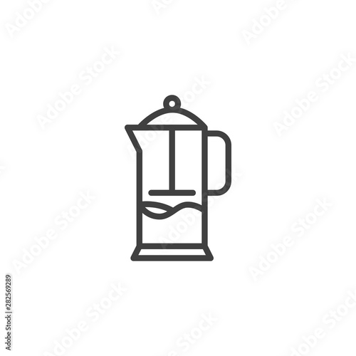Wallpaper Mural French press line icon. Coffee pot linear style sign for mobile concept and web design. Teapot outline vector icon. Symbol, logo illustration. Vector graphics Torontodigital.ca