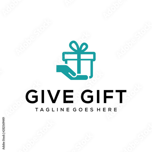 Illustration abstract Gift hand a box sign to all meaning logo design