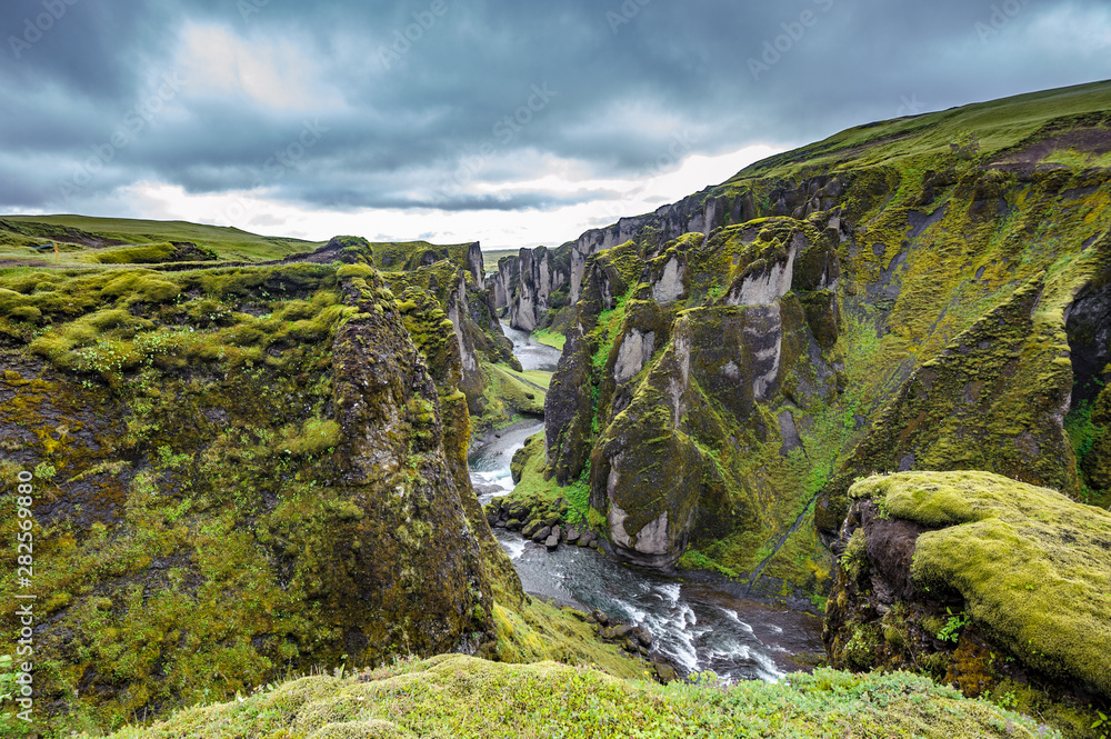 Fjadrargljufur Canyon in south east of Iceland