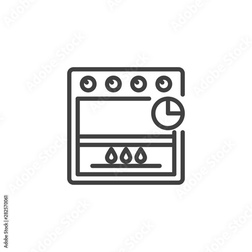 Frying time line icon. Cooking process timer linear style sign for mobile concept and web design. Gas oven and clock outline vector icon. Symbol, logo illustration. Vector graphics