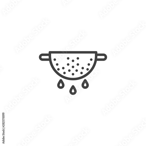 Colander line icon. Cooking instructions linear style sign for mobile concept and web design. Strainer outline vector icon. Symbol, logo illustration. Vector graphics