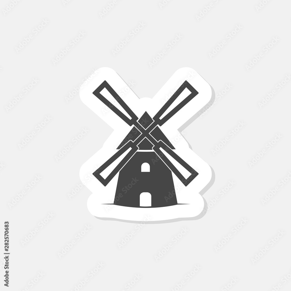 Windmill sticker icon in trendy design style Windmill sticker icon in trendy design style