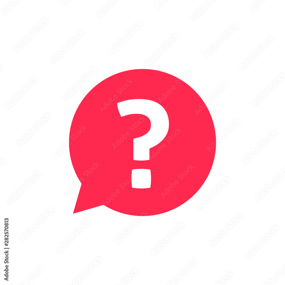 Question mark notification bubble notice speech vector sign, hint tip flat cartoon red question or answer chat message balloon icon or pictogram isolated image Question mark notification bubble notice speech vector sign, hint tip flat cartoon red question or answer chat message balloon icon or pictogram isolated image