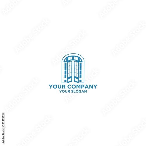 Classic French Door Glass Logo Design Vector