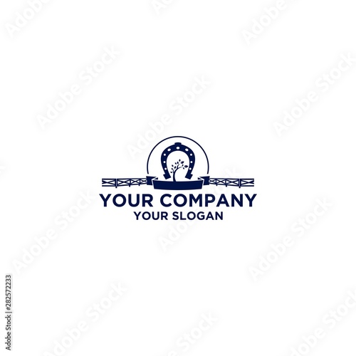 Horseshoe Fence Construction Logo Design Vector
