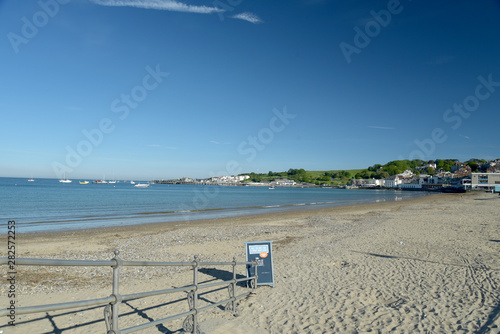 The beach and seafront at Swanage on the Dorset coast in Southern England