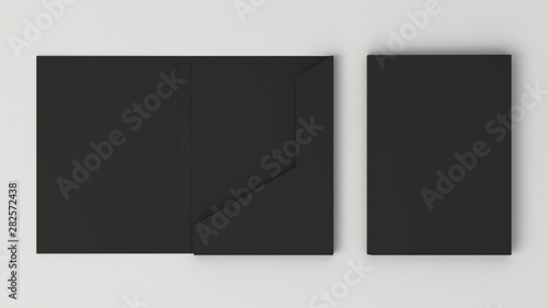 Mockup of blank black cardboard folder