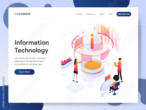 Landing page template of Information Technology Designer Isometric Illustration Concept. Modern design concept of web page design for website and mobile website.Vector illustration EPS 10
