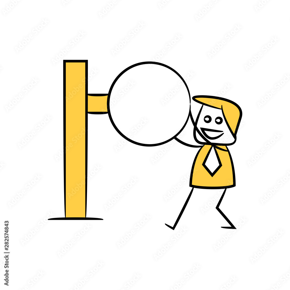 businessman and blank signage or signpost yellow stick figure theme businessman and blank signage or signpost yellow stick figure theme