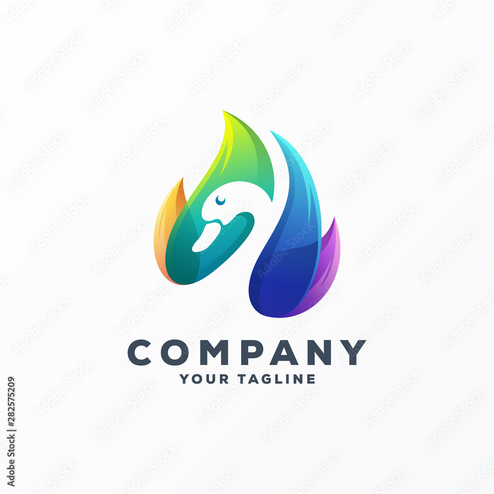 Naklejka premium awesome gradient duck logo design