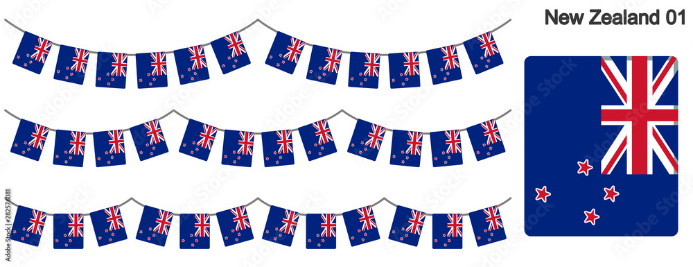 Obraz premium ニュージーランドの国旗のガーラーンド ベクターデータ（bunting garland）