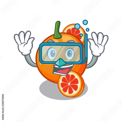 Diving orange blood slices in cartoon bowl