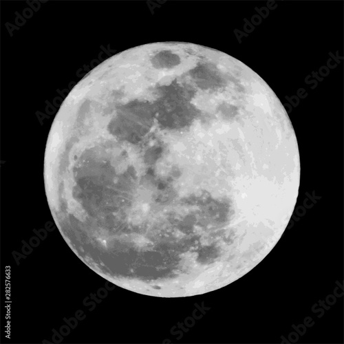 Realistic vector illustration of gray full moon
