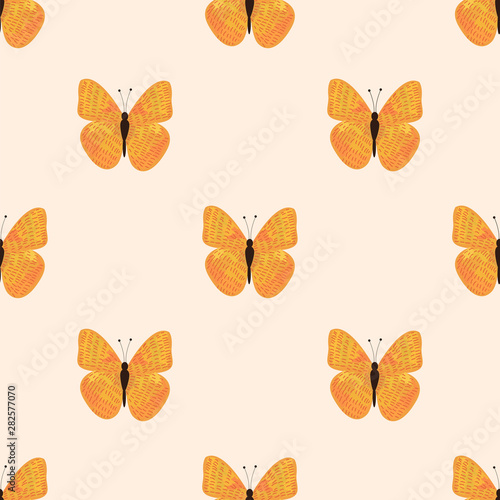 vector seamless pattern with butterflies, insects background