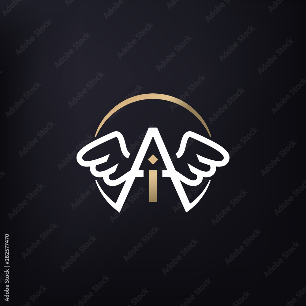 Abstract combination of letters 'i and a' with wings. Vector image. Abstract combination of letters 'i and a' with wings. Vector image.