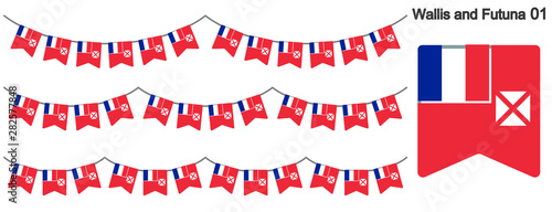 ウォリス・フツナ諸島の旗のガーラーンド　ベクターデータ（bunting garland）
