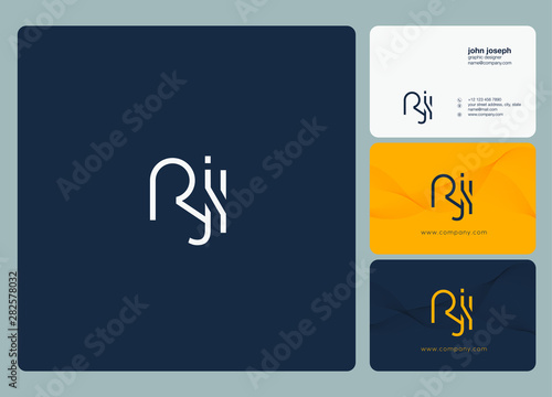 Letters R J I joint logo icon with business card vector template. photo