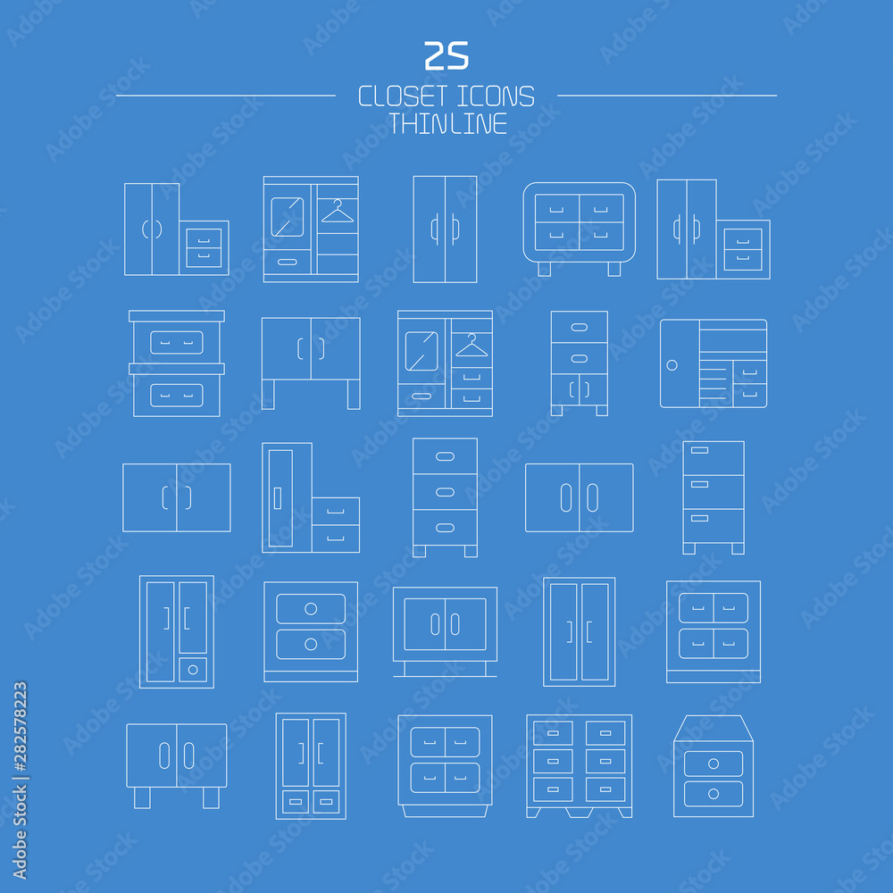 closet and wardrobe icons line design closet and wardrobe icons line design