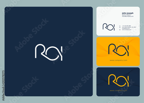 Letters R O I joint logo icon with business card vector template. photo