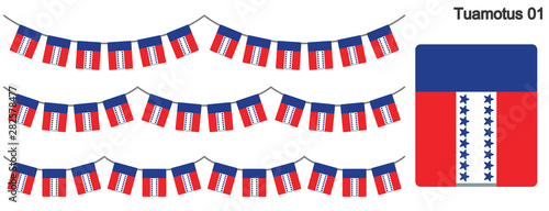 トゥアモトゥ諸島の旗のガーラーンド　ベクターデータ（bunting garland）