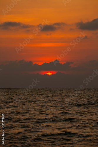 Beautiful sunset and sea wave