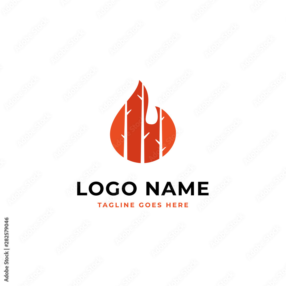 Fire tree trunk for forest fires logo concept design vector illustration. Fire tree trunk for forest fires logo concept design vector illustration.