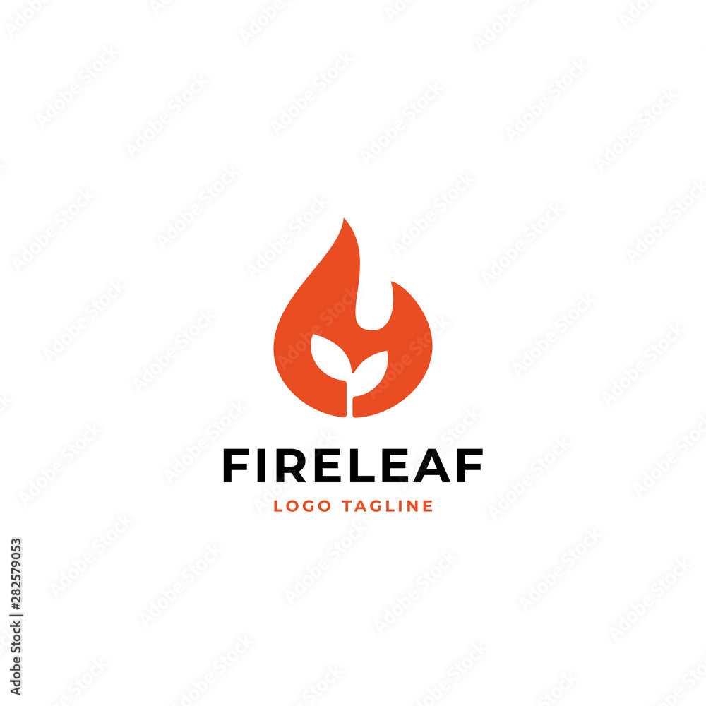 Fire leaf simple logo design concept. burned tiny plant with flame vector illustration icon. Fire leaf simple logo design concept. burned tiny plant with flame vector illustration icon.