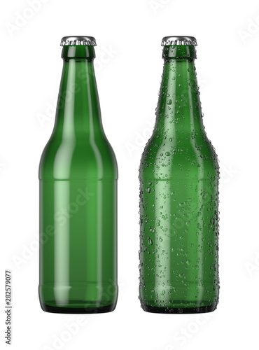 Empty Green Beer Bottle