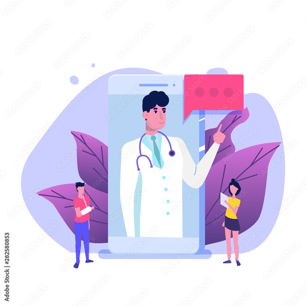 Medical service, app page screen. Doctor online concept. Vector illustration. Medical service, app page screen. Doctor online concept. Vector illustration.