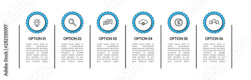 Infographic with 6 options. Circle diagram. Vector