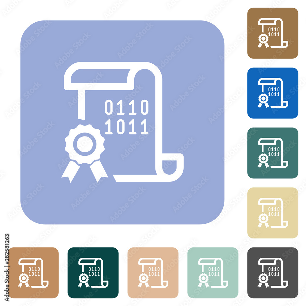 Digital certificate rounded square flat icons Digital certificate rounded square flat icons