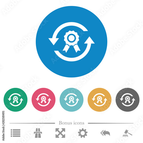 Renew certificate flat round icons