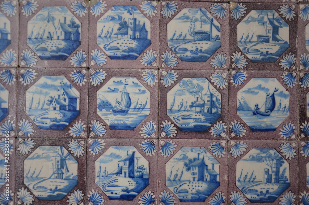 carrelage ancien motif peinture moulin pêcheur carrelage ancien motif peinture moulin pêcheur