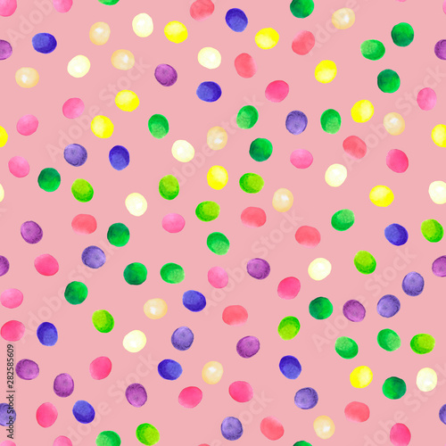 hand painted colored watercolor dots pattern circles