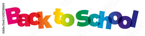 The word back to school. Vector banner with the text colored rainbow.