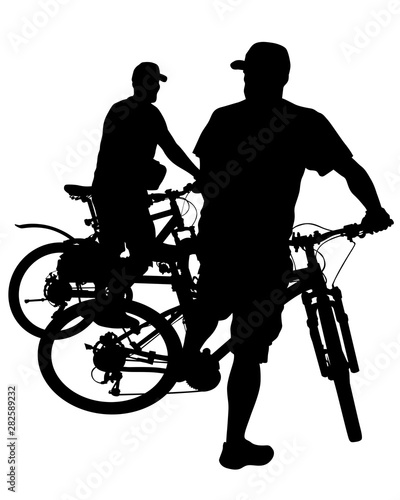 Sport people whit bike on white background