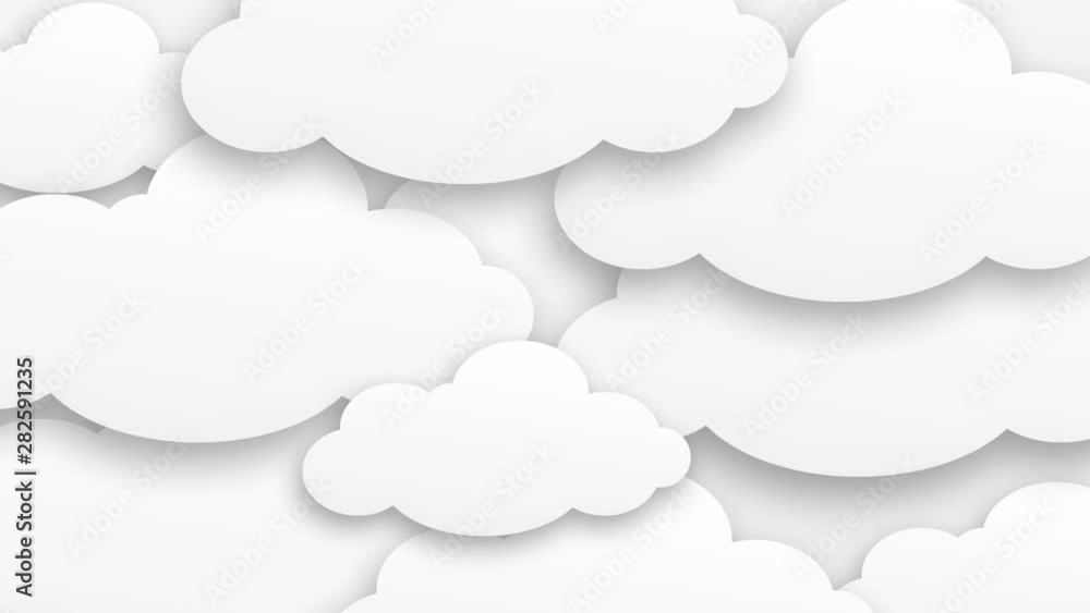 Cartoon Clouds On Bright Background. loop Cartoon Clouds On Bright Background. loop