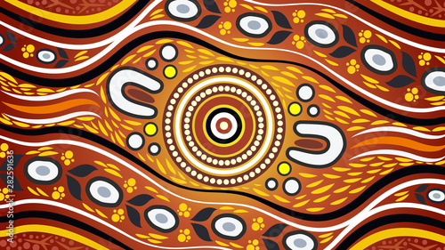 Illustration based on aboriginal style of dot background.